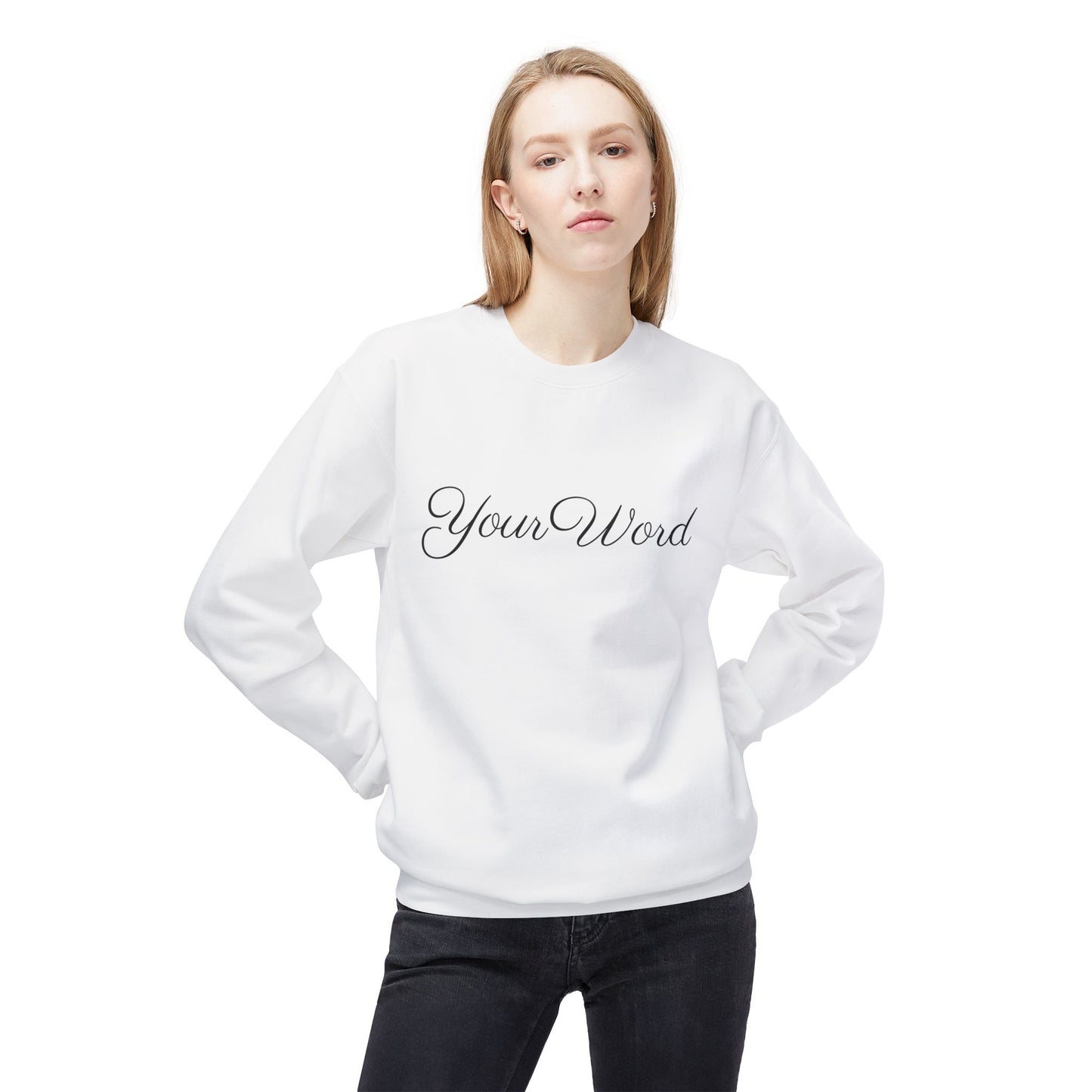 Unisex Softstyle Sweatshirt (White) - Cute Cursive