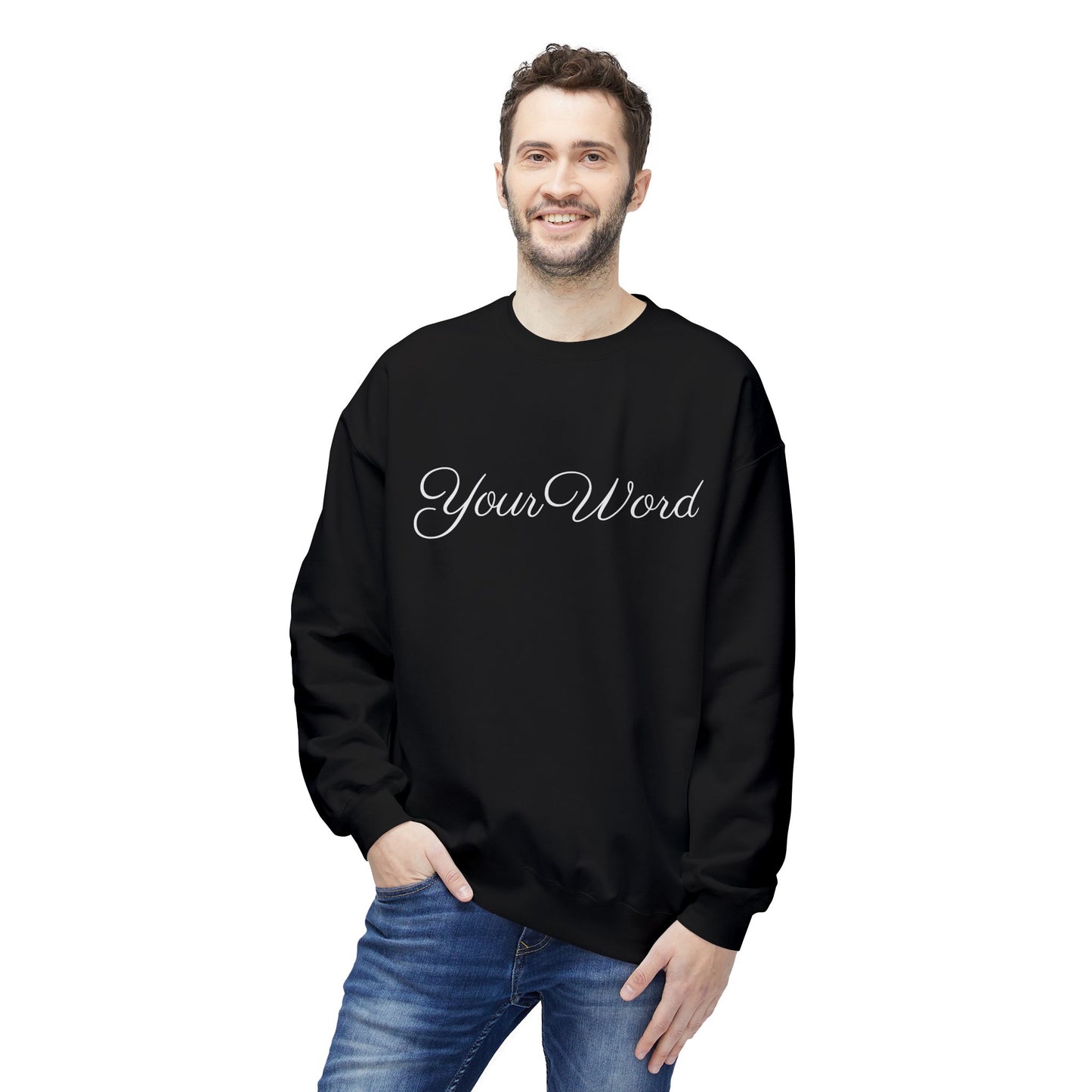 Unisex Softstyle Sweatshirt (Black) - Cute Cursive