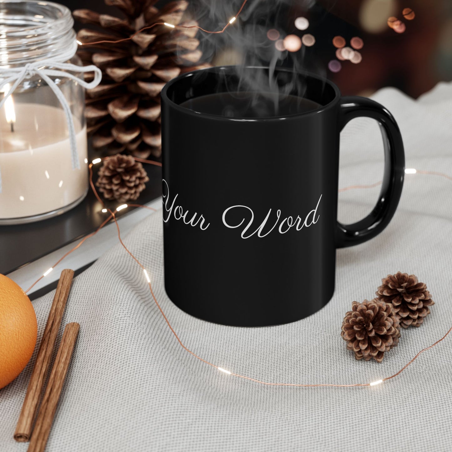 Voila Mug – Ceramic (11oz & 15oz, Black) - Cute Cursive