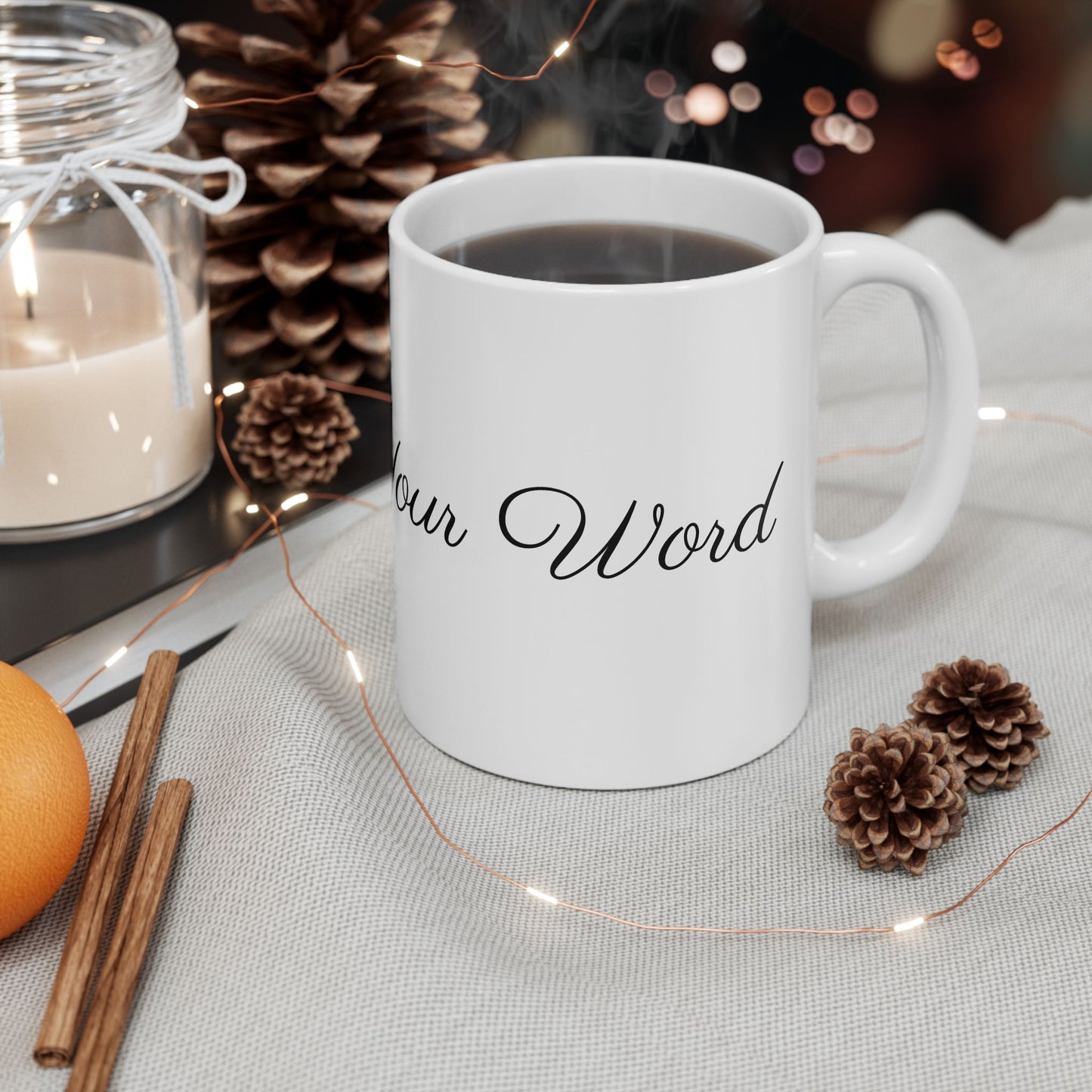 Voila Mug – Ceramic (11oz & 15oz, White) - Cute Cursive