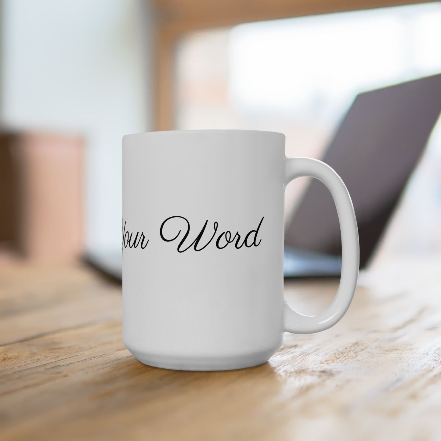 Voila Mug – Ceramic (11oz & 15oz, White) - Cute Cursive