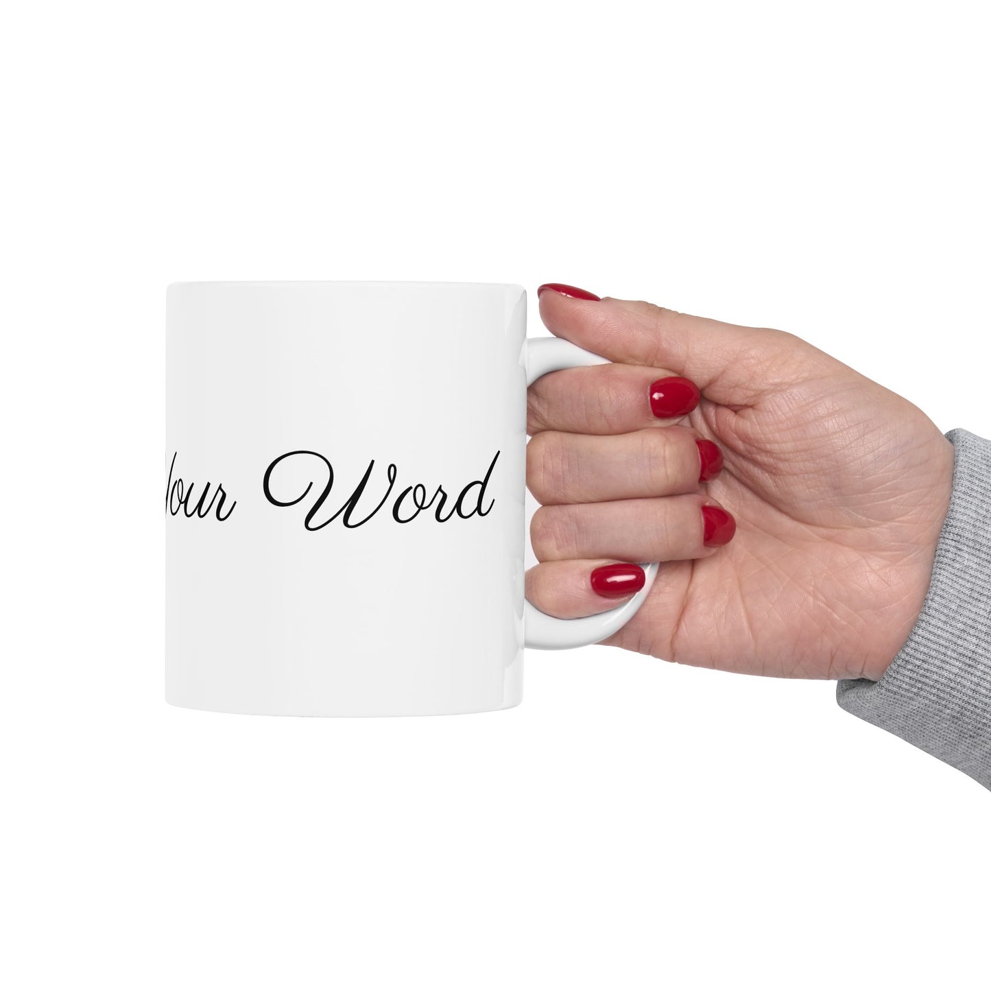 Voila Mug – Ceramic (11oz & 15oz, White) - Cute Cursive