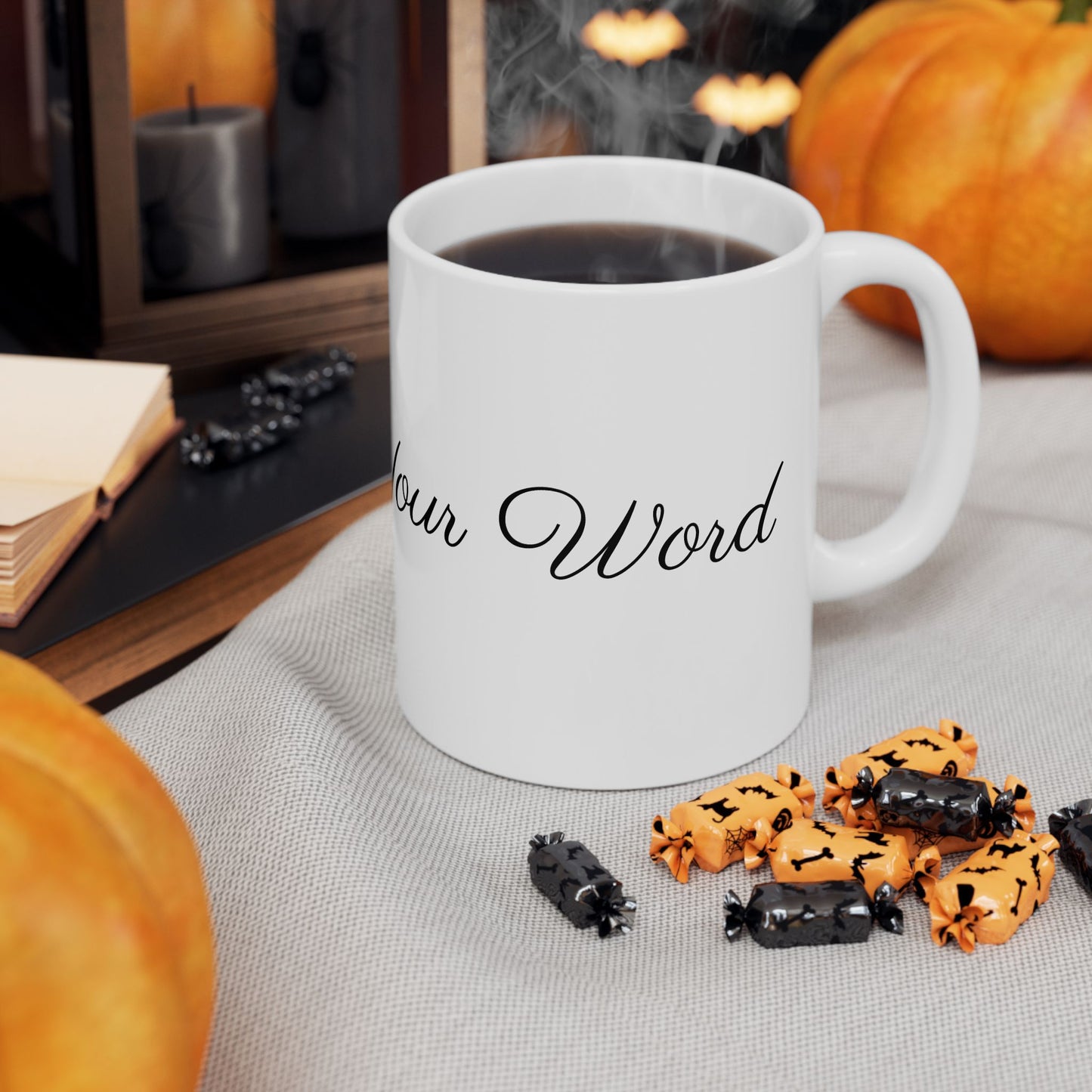 Voila Mug – Ceramic (11oz & 15oz, White) - Cute Cursive