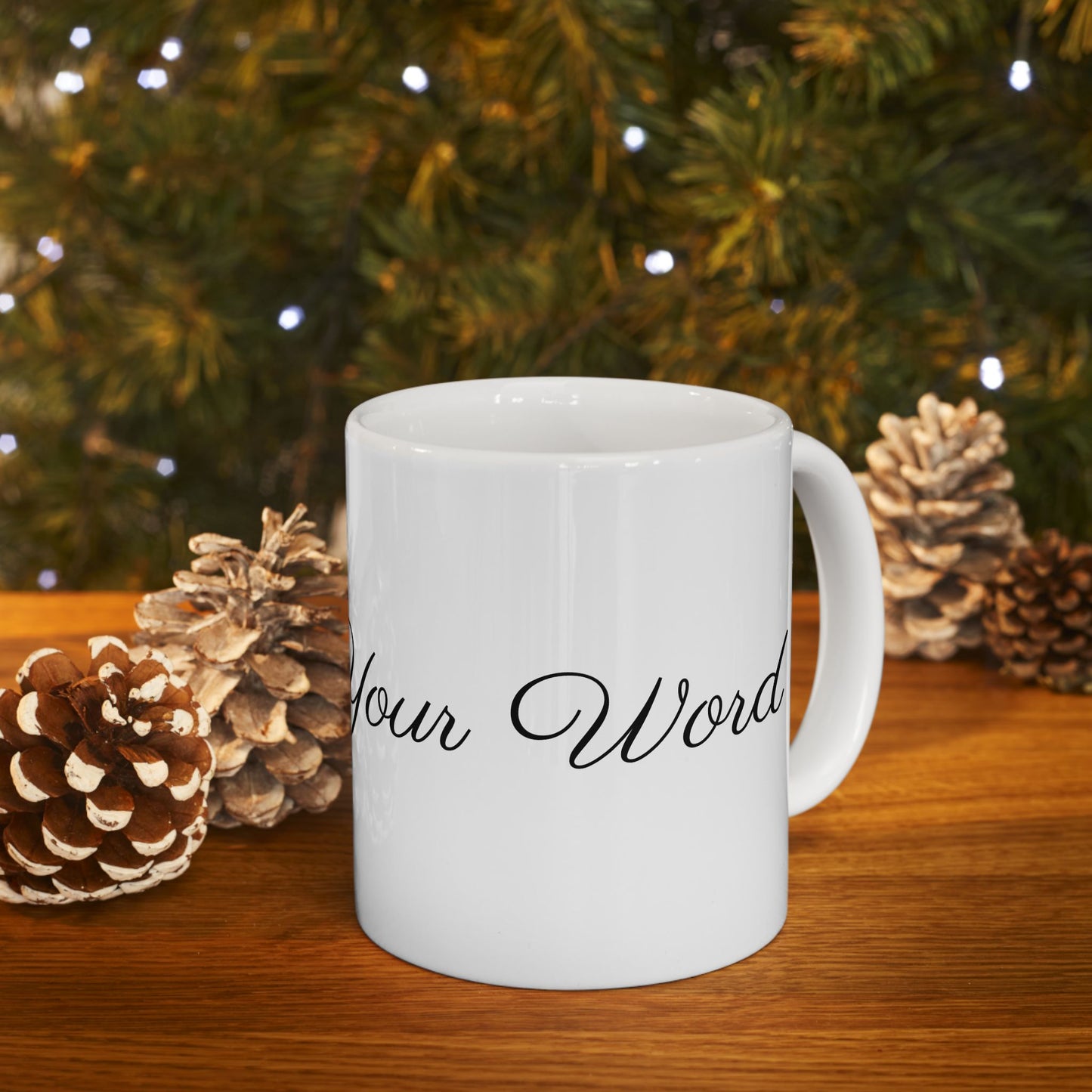 Voila Mug – Ceramic (11oz & 15oz, White) - Cute Cursive