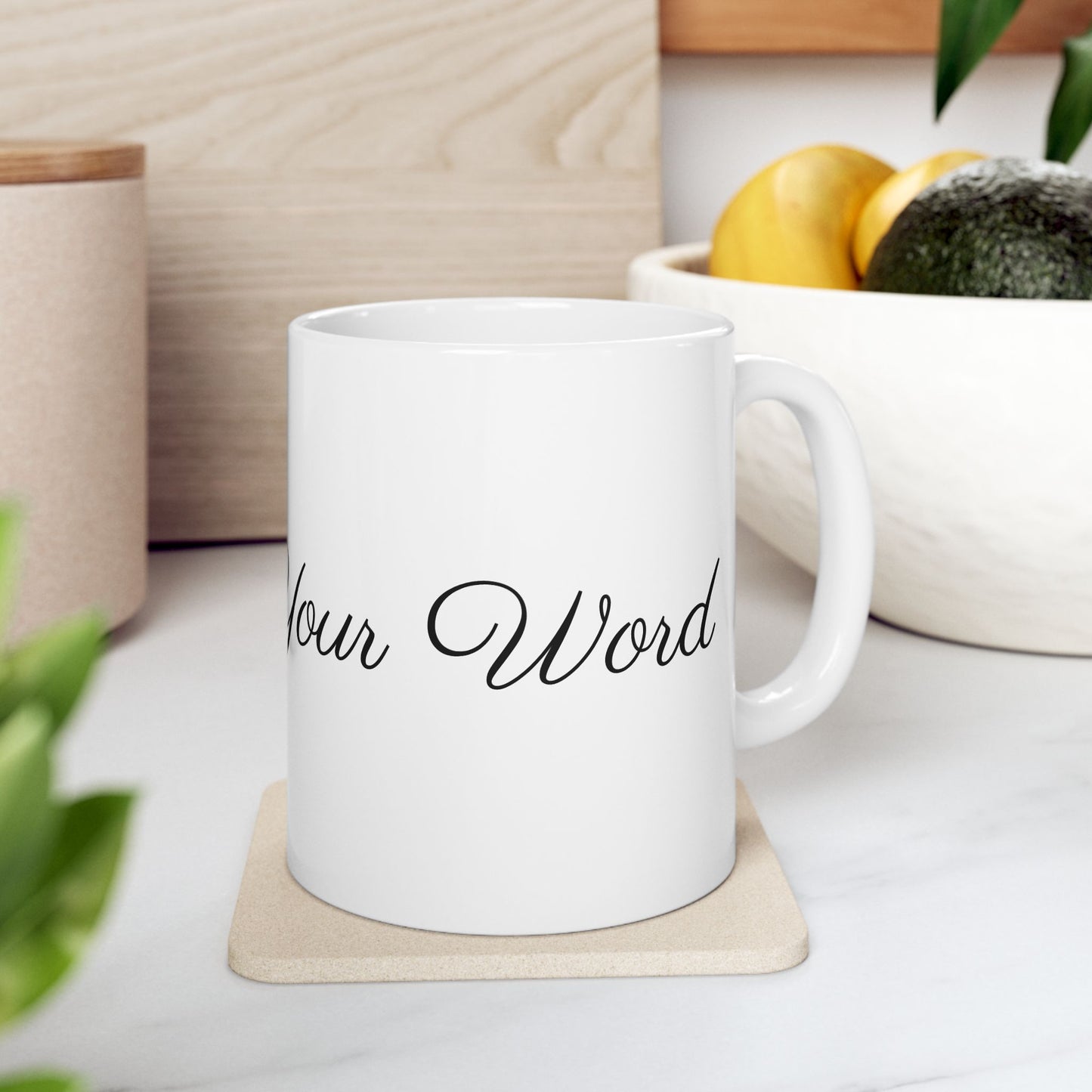 Voila Mug – Ceramic (11oz & 15oz, White) - Cute Cursive
